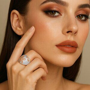 Karis Natural Champagne Diamond Accent Star Fish Ring in 18K RG Plated